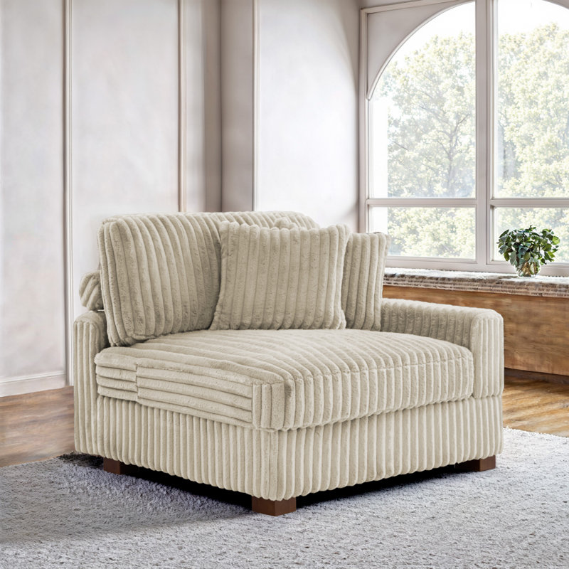 Upholstered Side Chair with Footstool, White