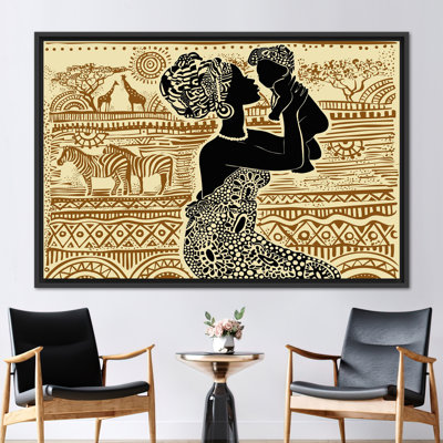 «Vibrant African Woman», toile d'art abstraite avec motifs et animaux de safari