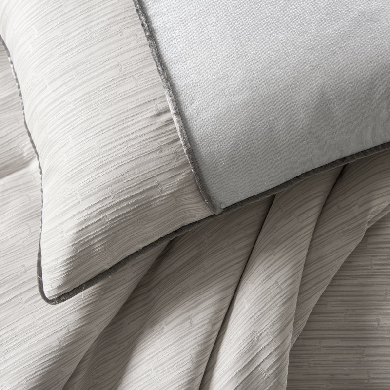 Celeste Taupe Ivory Jacquard Modern Comforter Set, Queen Comforter + 3 Additional Pieces Included 