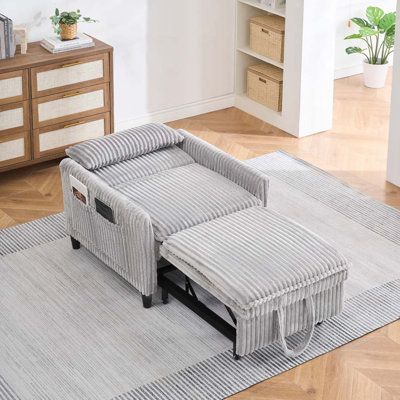 Fauteuil club en velours côtelé avec coussin