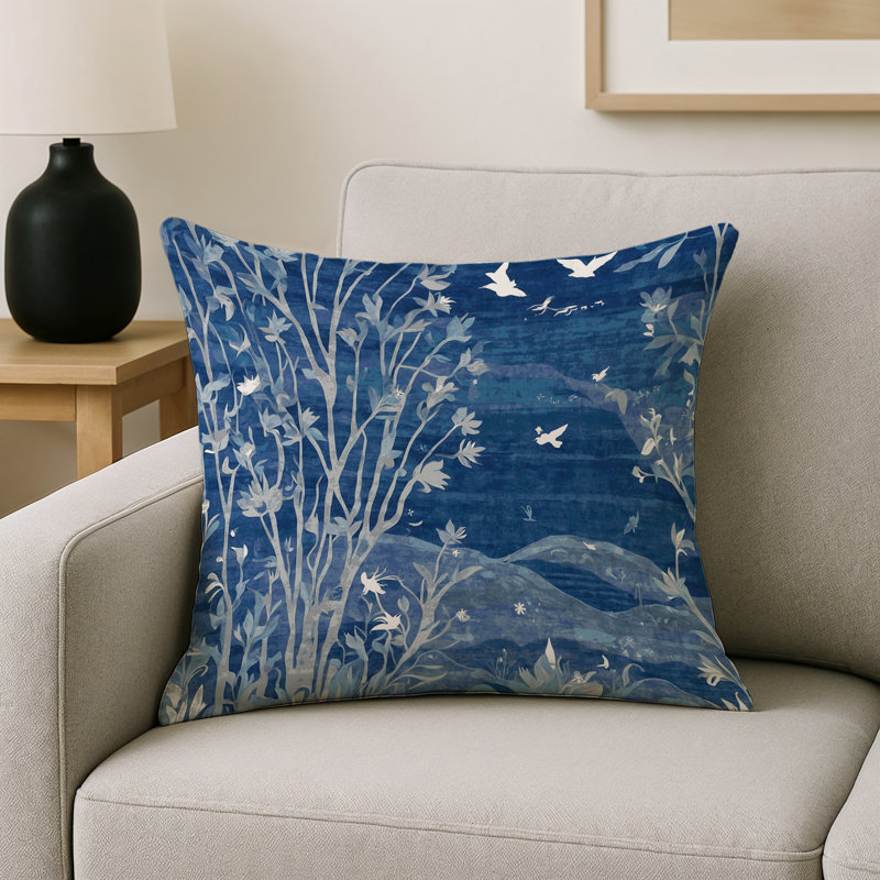 Coussin décoratif intérieur et extérieur Modern, Bleu abstrait 13, Carré 18 po
