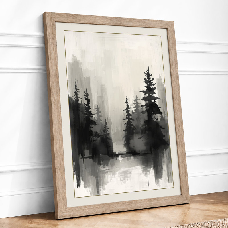 Forest Meets City Minimalist - Framed Print, A3 - 42.0 x 29.7 cm, Oak