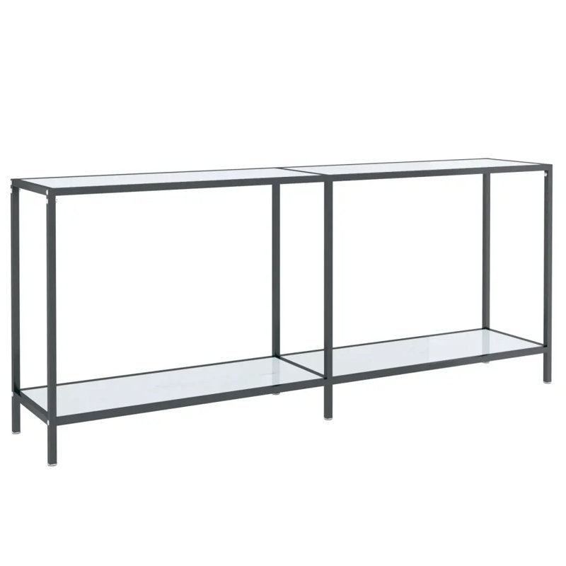 Hannmeike Glass Top Console Table, White, 75.5 x 180 x 35 cm