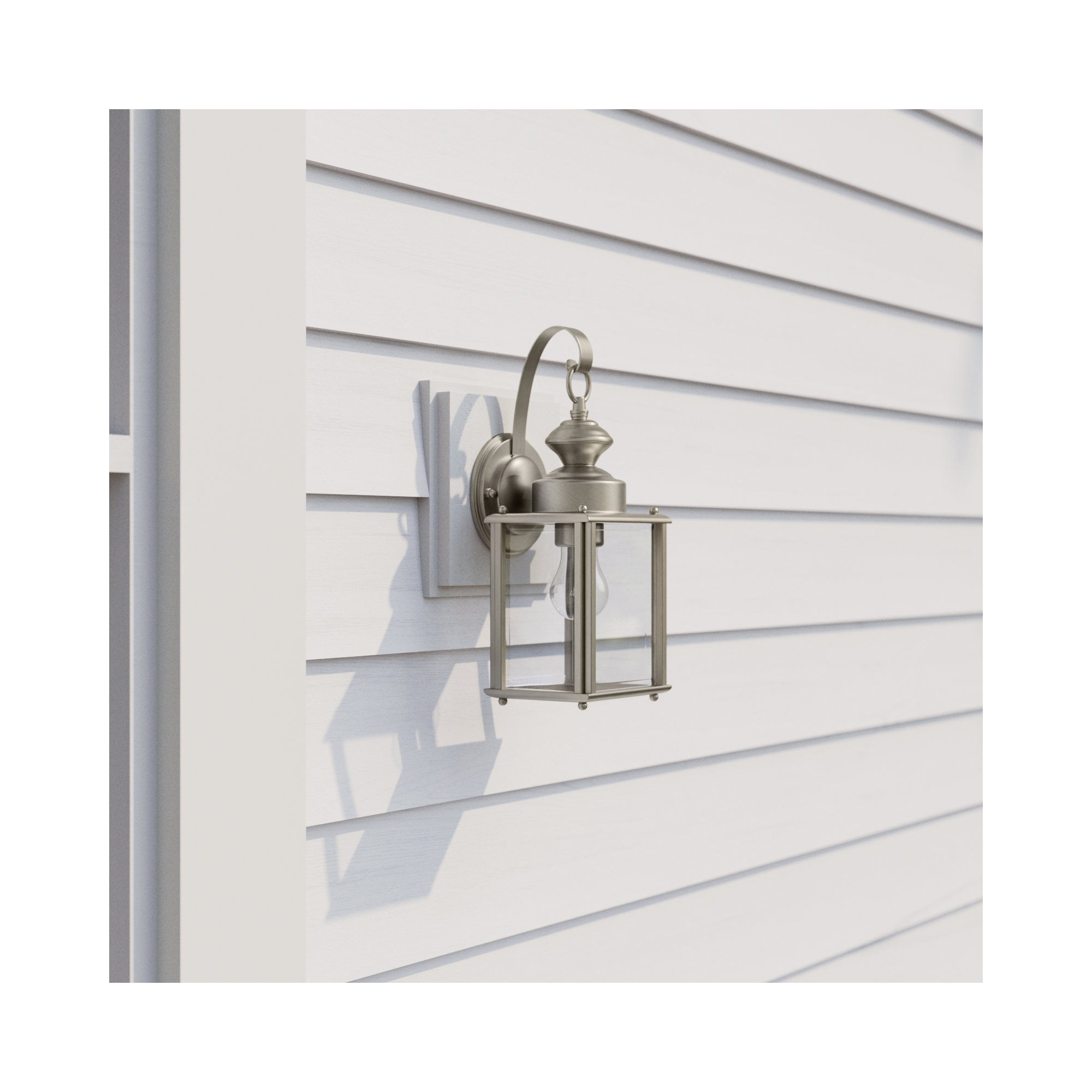 Tiernan Single Light Outdoor Aluminum Wall Light, 12.5"H x 5.25"W x 5.75"D, Antique Brushed Nickel