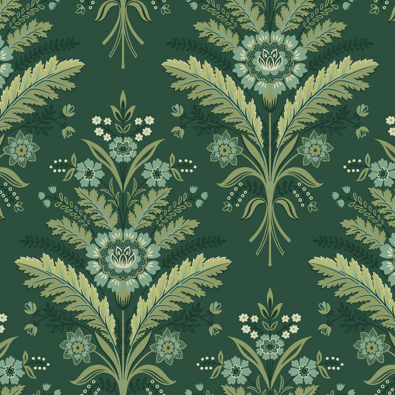 Tillie 8.23m x 68.58cm Matte Wallpaper Roll, Dark Green