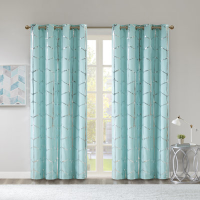 Raina Geometric Total Blackout Grommet Single 50x63" Curtain Panel