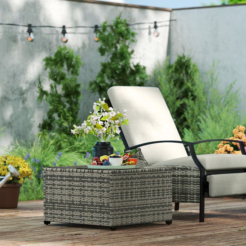 Rattan Side Table, Grey