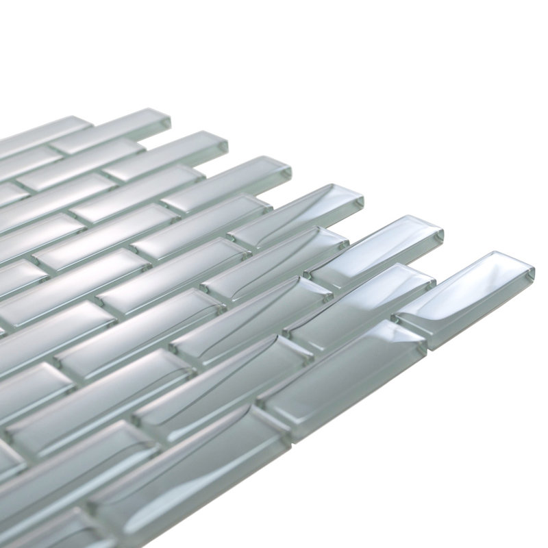 11.9"X 11.9" Polished Glass Brick Tile, Chic Gray