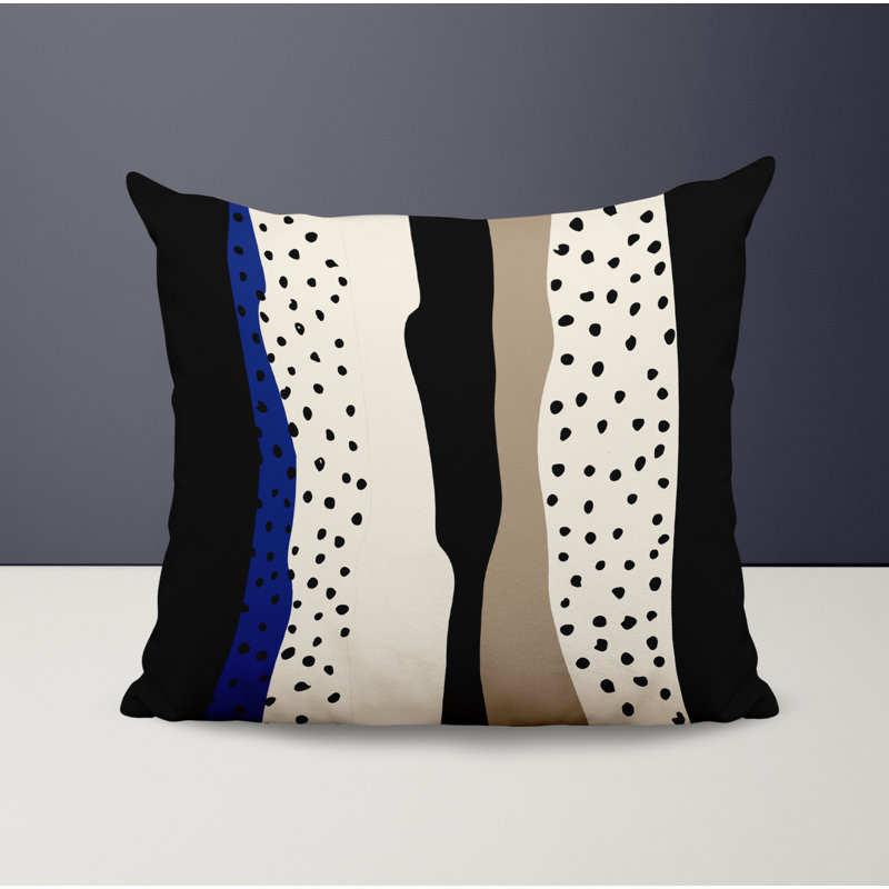 Bode Abstract Outdoor Reversible Throw Pillow, 17" x 17", Navy Blue/Off White/Beige/Black
