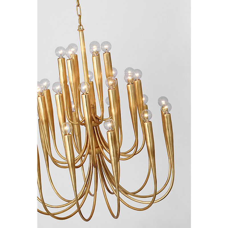 Julie Neill 30 - Light Chandelier, 34" H x 30" W x 30" D, Antique Gold Leaf