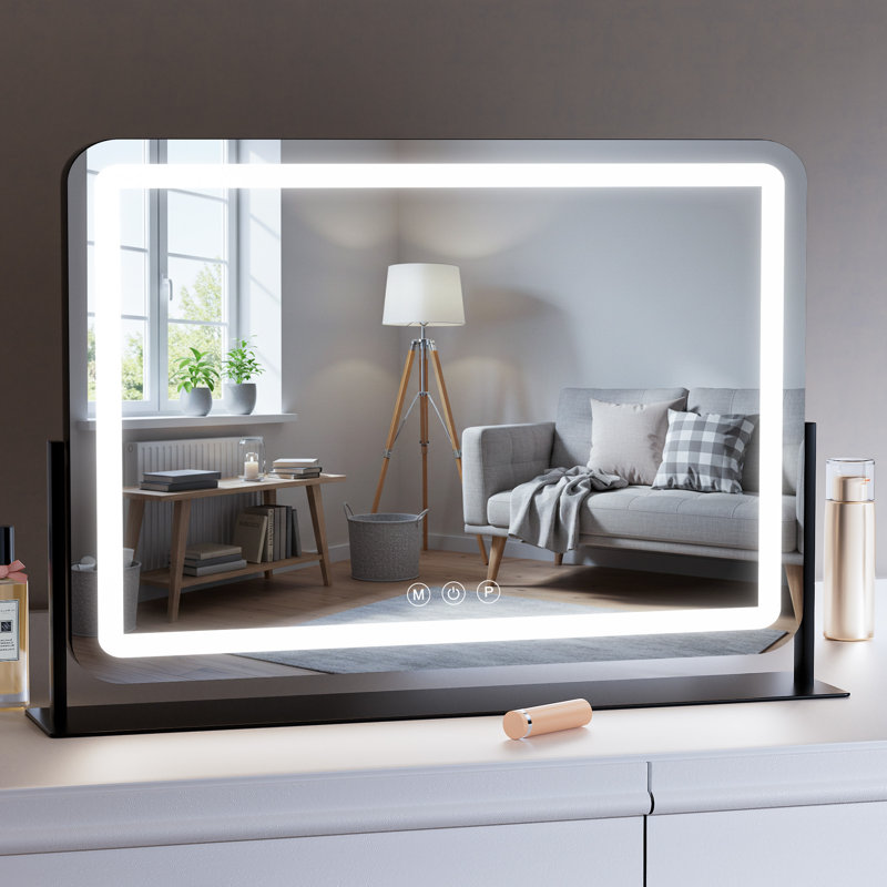 Miroir rectangulaire à DEL, contrôle de la température en continu 3 couleurs et intensité variable , Noir