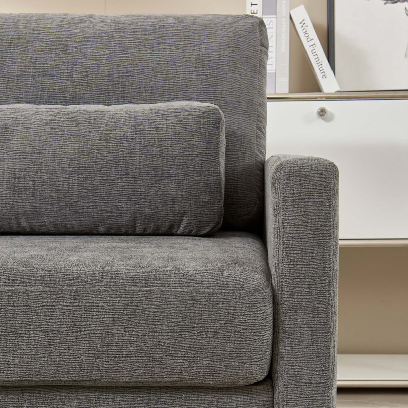 Chaise d'appoint moderne, fauteuil rembourré en chenille, Gris