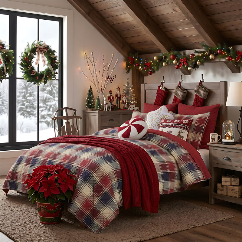 Ensemble de courtepointe 2 pièces à carreaux bleus Nicholas de Greenland Home Fashions – Lit simple/TG