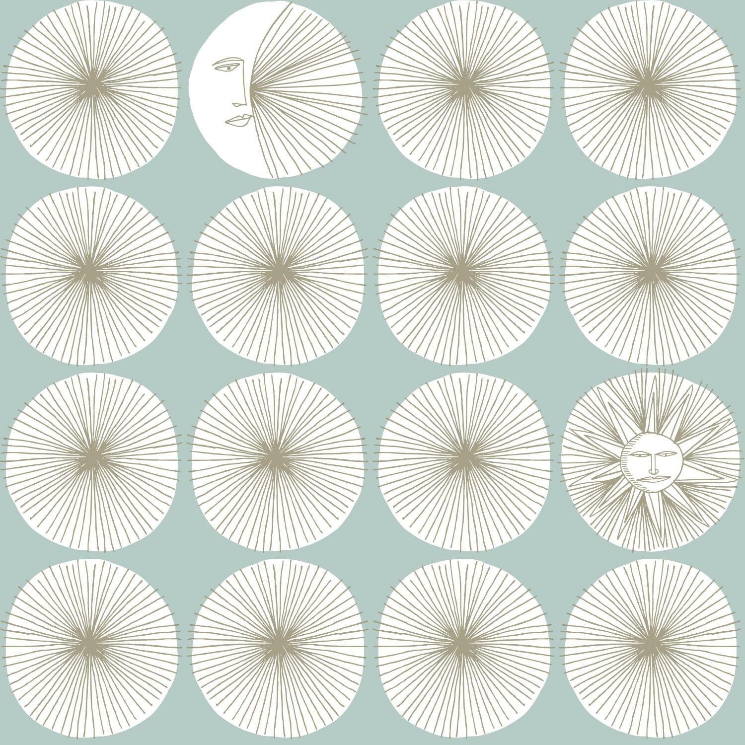 Mid-Century Peel & Stick Geometric Wallpaper, Light Blue/Glint