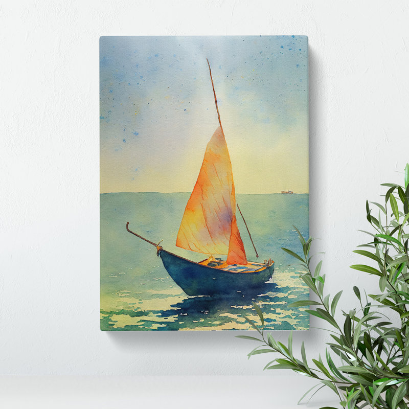 Boat Watercolour - Painting, Wrapped Canvas, 50cm H x 35cm W x 3cm D, No Matte