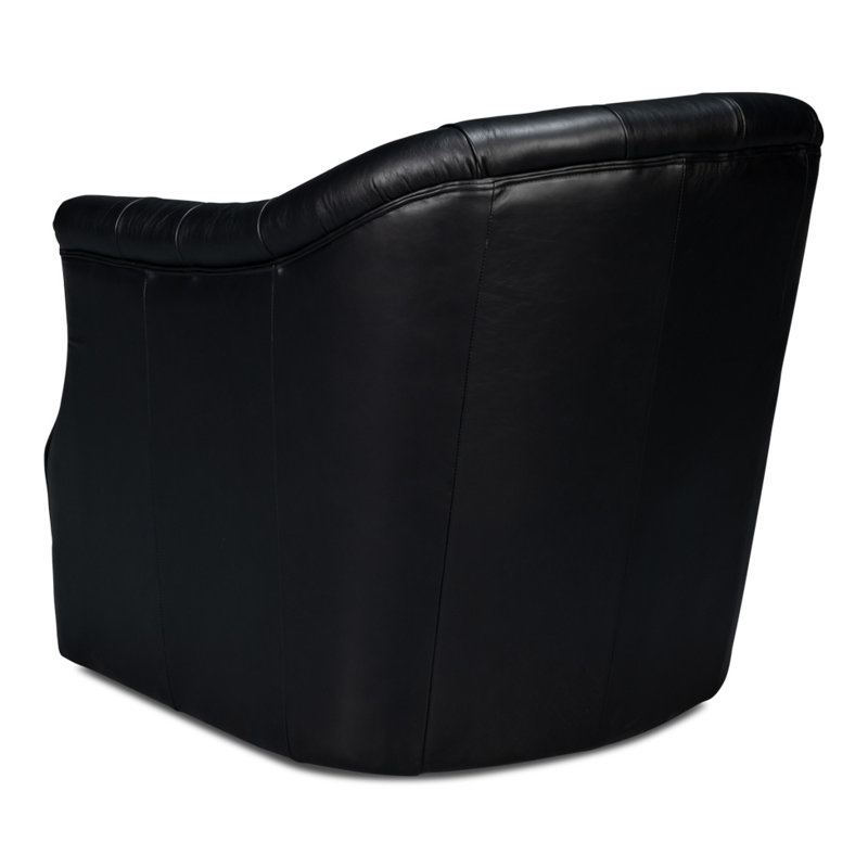 Coolidge Swivel Club Chair, Onyx Black Genuine Leather