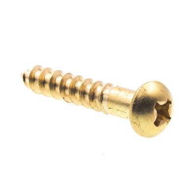 Wood Screws, Round Head, Phillips Drive, #8 X 1 in., Solid Brass (25 Pack)