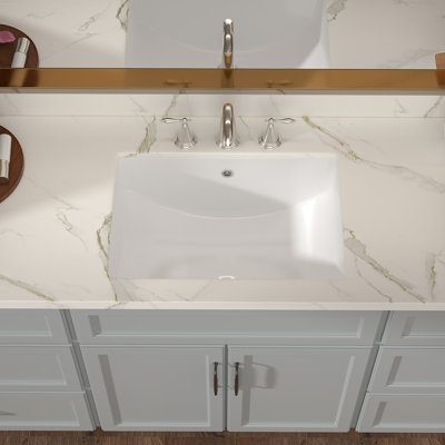Lavabo de salle de bain encastrable 20 po x 14 po rectangulaire en céramique blanche avec trop-plein