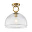 Plafonnier semi-encastré à une lumière, style moderne du milieu du siècle, avec abat-jour en verre transparent cannelé.-695463053