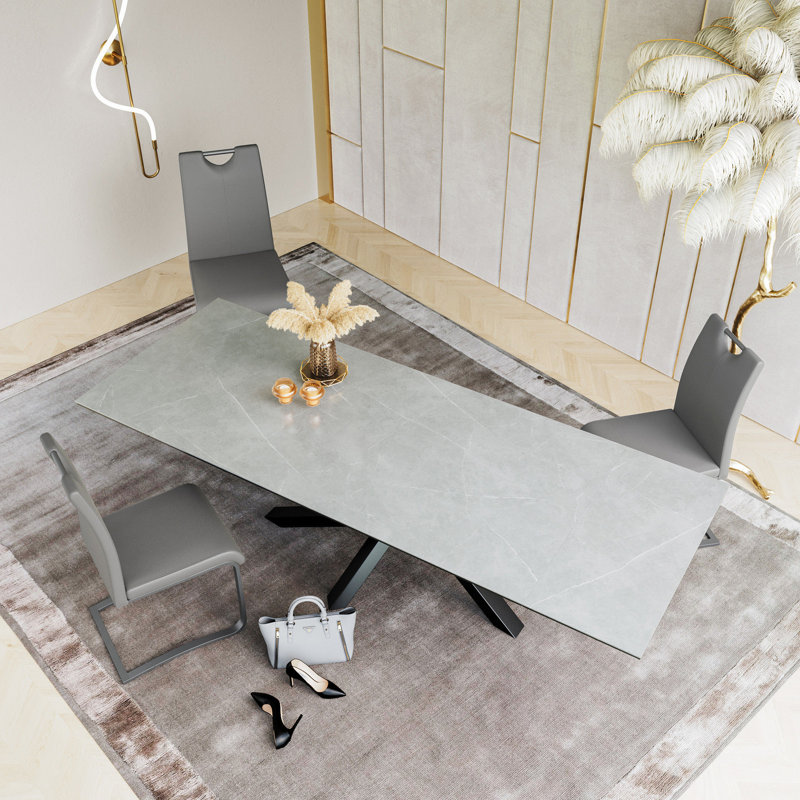 Sang Rectangular Extending Ceramic Dining Table, Dark Grey, 76 x 240 x 90cm