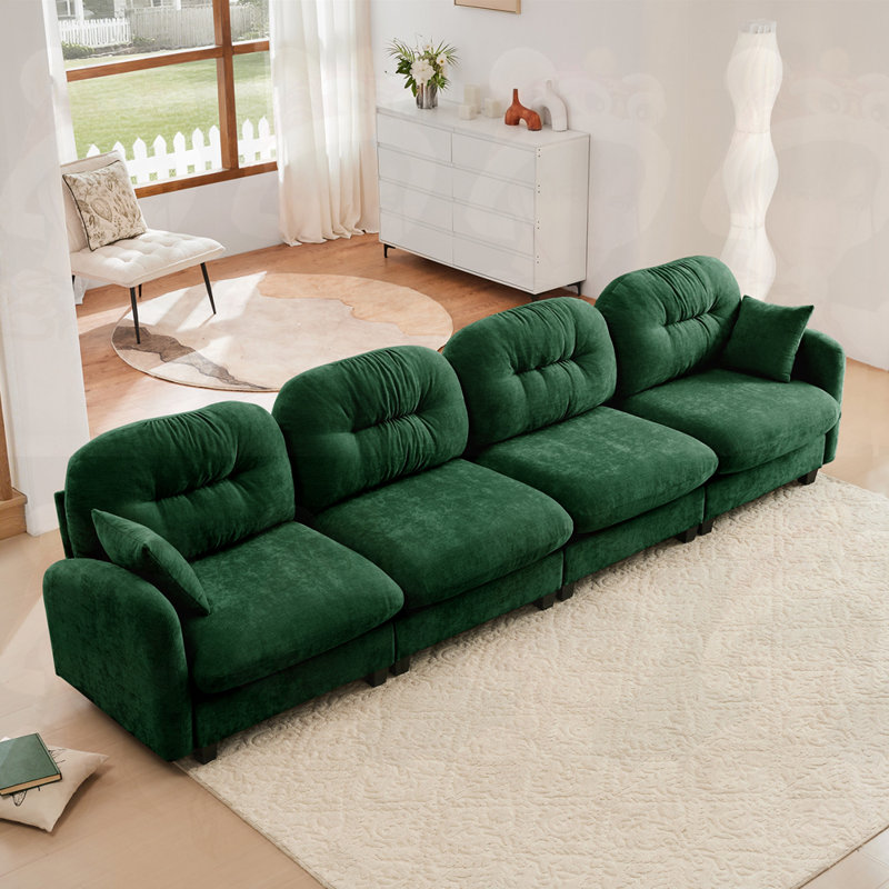 Canapé modulaire 4 places, H 36,6 po x l 140 po x P 34,2 po, 4, Vert