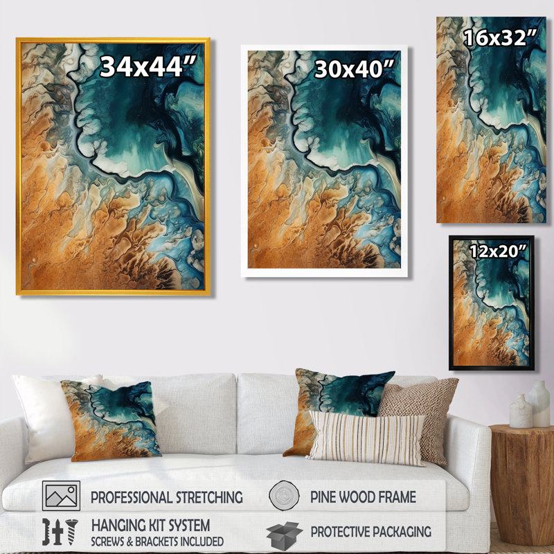 Rothsay - Waves Wall Art Decor, 20" H x 12" W x 1" D, Black Floater Framed Canvas