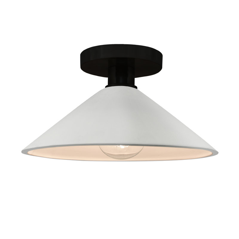 Plafonnier semi-encastré en céramique Dottie, Bisque / noir mat, Noir mat, Incandescente (non incluse)