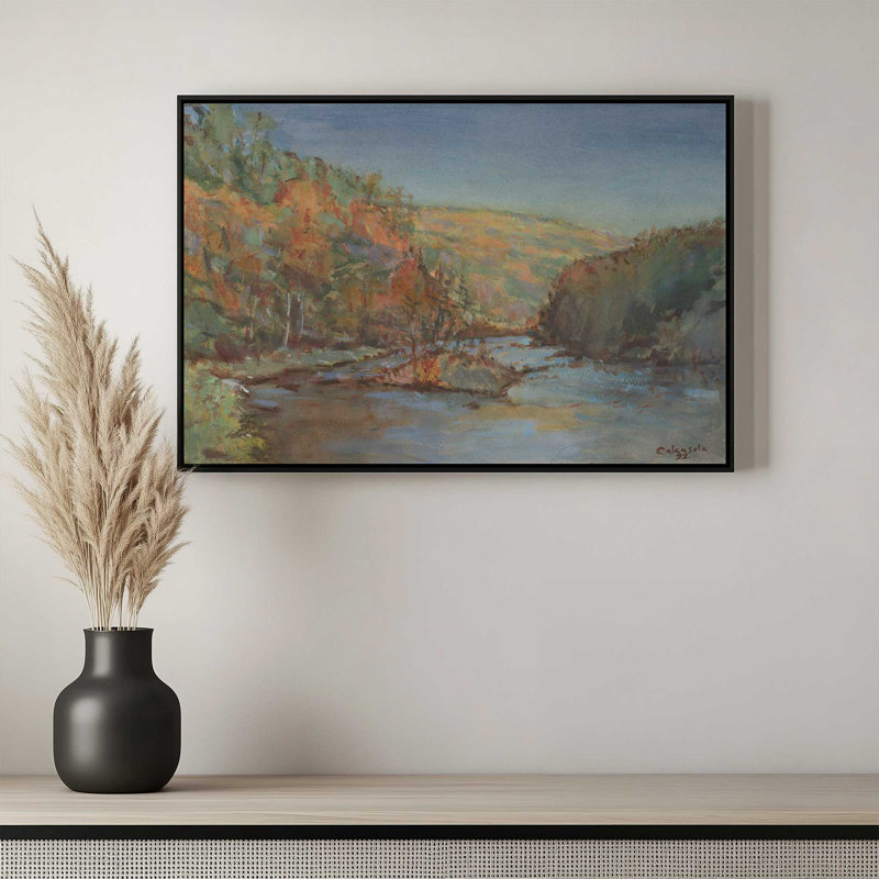 «Westfield River in the Fall» par Stephen Calcasola, reproduction d'art sur toile, H 18 po x l 24 po, Doré