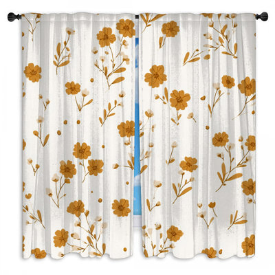 Motif de rideaux de fenêtre à motif floral transparent et obscurcissant - 2 panneaux