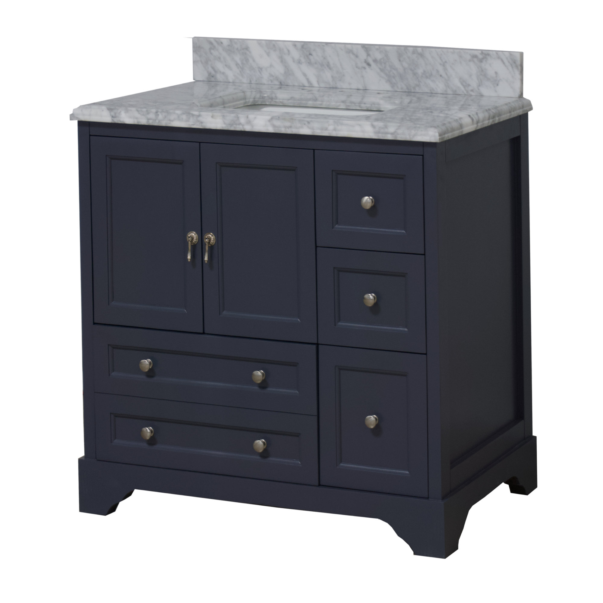 Tilford 36'' Single Bathroom Vanity, Marine Gray, Carrara Marble