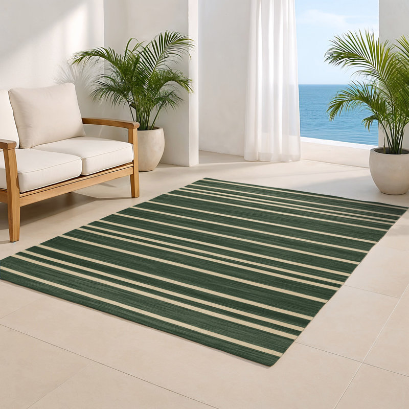 Tapis intérieur / extérieur vert HorizontalStripes, Rectangle 4pi x 6 pi