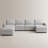 Wide U Shaped Sofa Storage Couch With Ottoman Chaise, Sectional Modular Sofa Livingroom Apartment Couch-1053856797