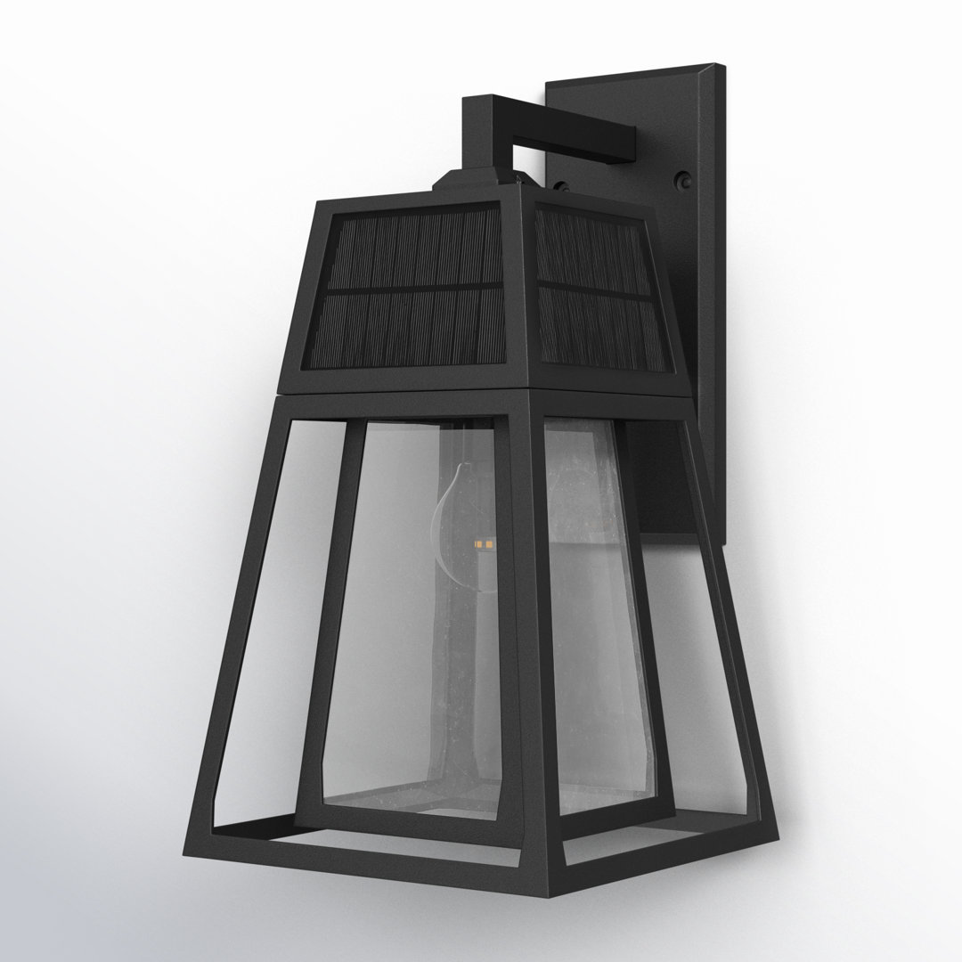 Sanders Black Modern Upscale Outdoor Solar Wall Sconce Lantern with Dusk to Dawn AllModern