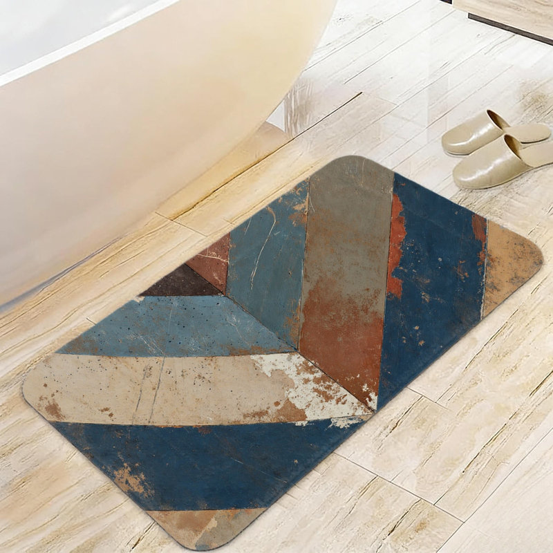Multicolore tapis de salle de bain rustique à chevrons 20 x 32 po