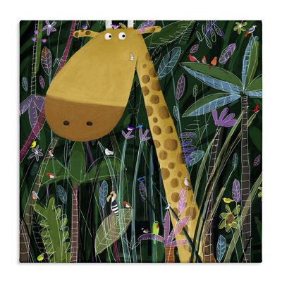 Toile pour enfants, girafe, jungle, safari, pinceau XL, art mural par Carla Daly