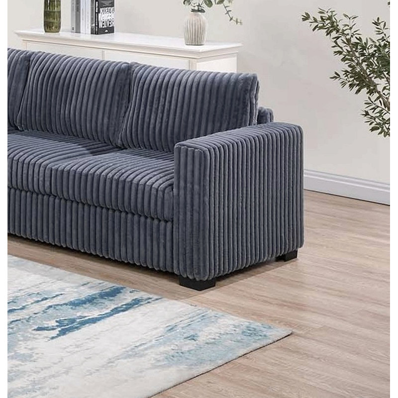 Ensemble de canapé et de causeuse 2 pièces en velours côtelé gris foncé Uniform Design, Gris foncé