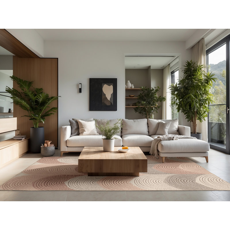 Soft Plush Fergus Easter Modern & Contemporary Abstract Area Rug in Beige – Beige Binding, 3x5