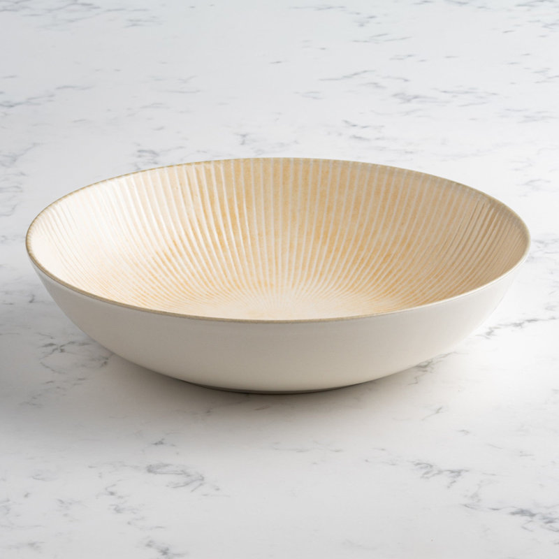 Assiette creuse profonde en porcelaine ronde coupée Cous Cous, sable, 10,2 po