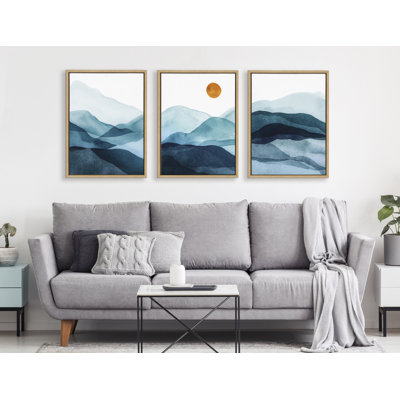 Blue Mountain Range by Amy Lighthall Framed Canvas Wall Art Set