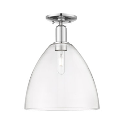 Arcadia - Bristol - 1 Light 12" Semi-Flush Mount - Polished Chrome Finish - Clear Shade
