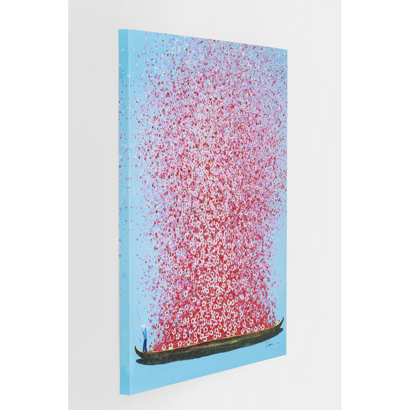 Canvas Picture Flower Boat, Pink/Blue, 100cm H x 80cm W x 3.5cm D