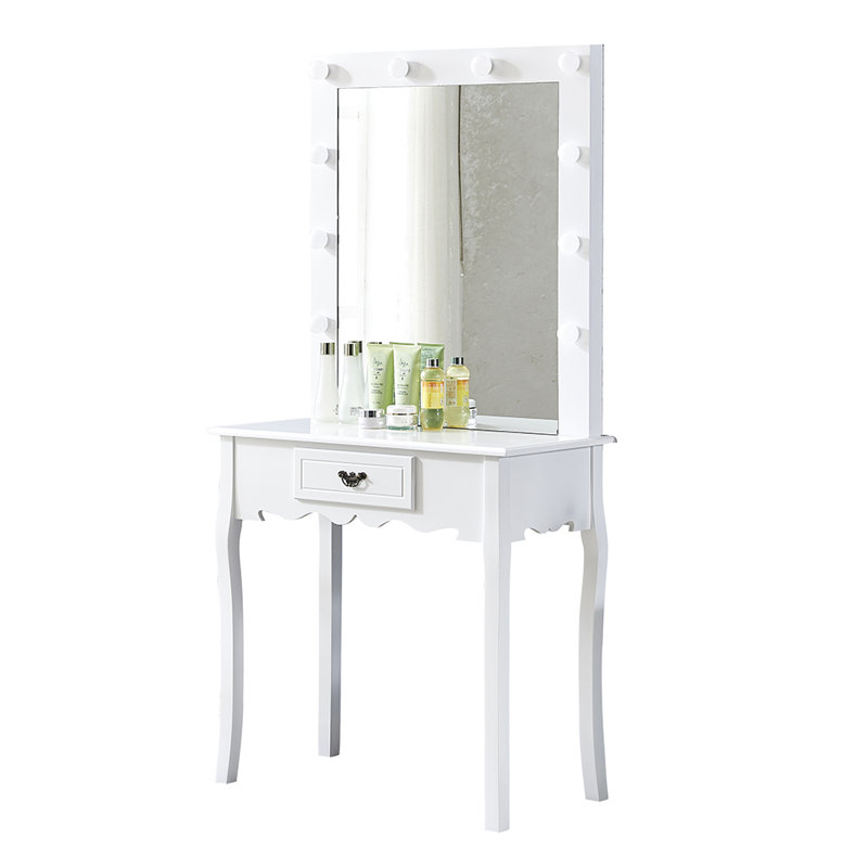 Cronk Dressing Table with Mirror, White
