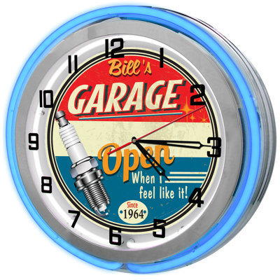 Neon Garage Wall Clock