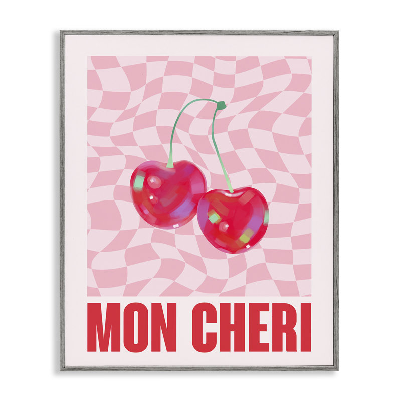  Mon Cheri on Checkered Framed Giclee Art by House of Lulu, H 14 po x l 11 po, Estampe numérique Farmhouse