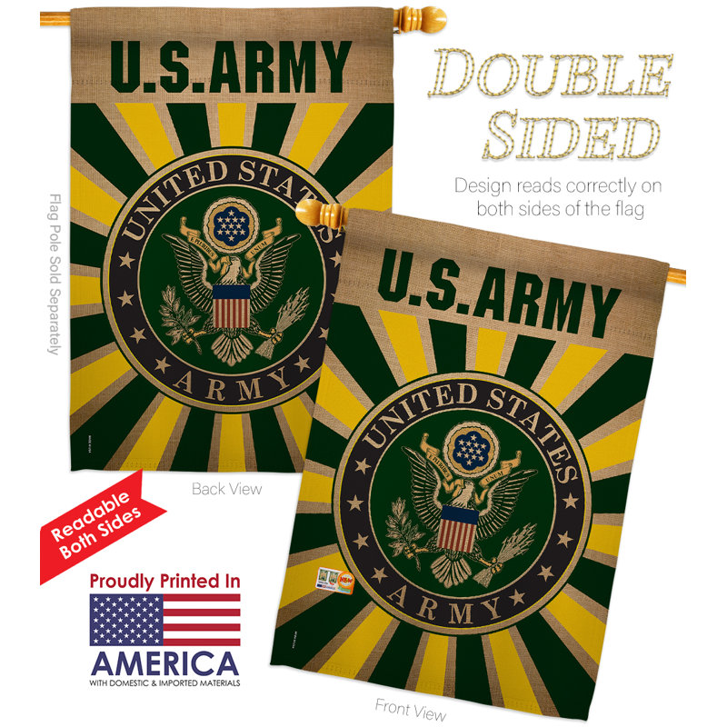Polyester décoratif à 2 côtés 40 x 28 po de l’armée ensemble de drapeau