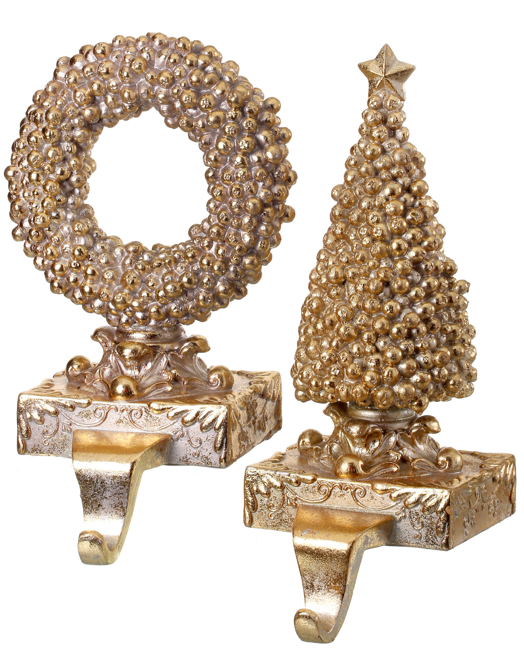 The Holiday Aisle® 2 Piece Gilded Berry Stocking Holder Decorative Accent Set & Reviews | Wayfair