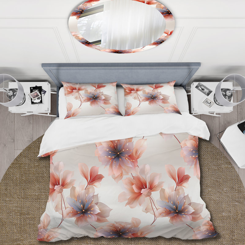 Elegant Red Floral Pattern IV - Ensemble de housse de couette à motif floral