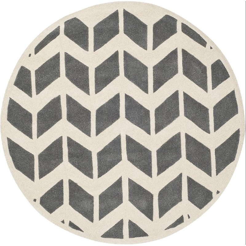 Chatham Hand Tufted Wool Chevron Rug, Round 7'