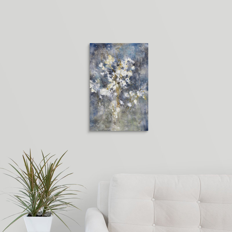« floral nocturne ii », peinture sur toile, Toile tendue, H 18 po x l 12 po x p 1,25 po