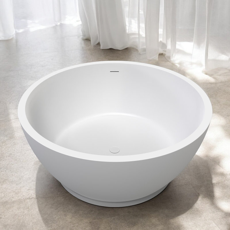 53'' Round Freestanding Soaking Solid Surface Stone Resin Bathtub